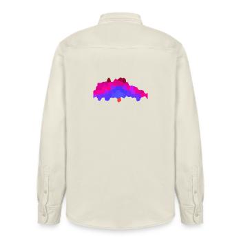 Berry Neon Horizon - Relaxed Fit Unisex Organic Shirt by Stanley/Stella - soft Ecru - Back - AI Model Male 178 light (178cm)
