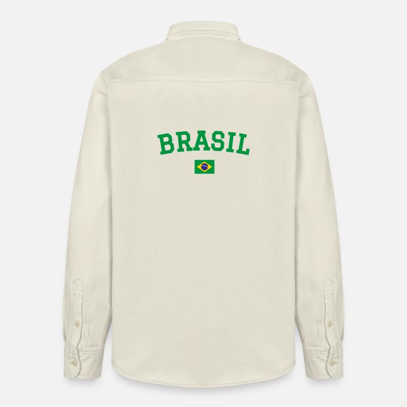 Drapeau du Brésil Conception Vert - Chemise unisexe coupe décontractée bio Stanley/Stella - écru doux