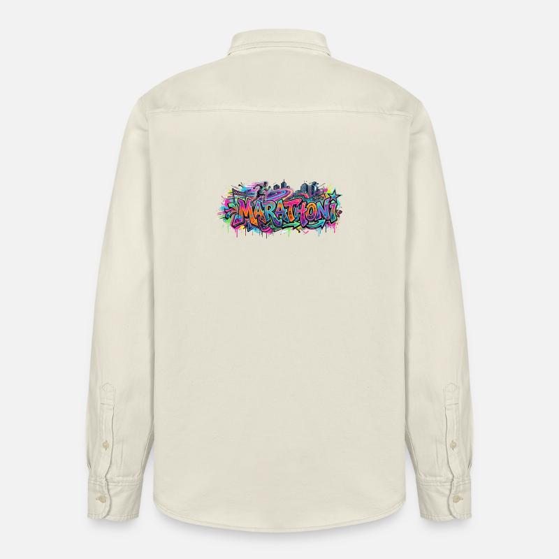 Farbrausch Marathon Graffiti - Chemise unisexe coupe décontractée bio Stanley/Stella - écru doux