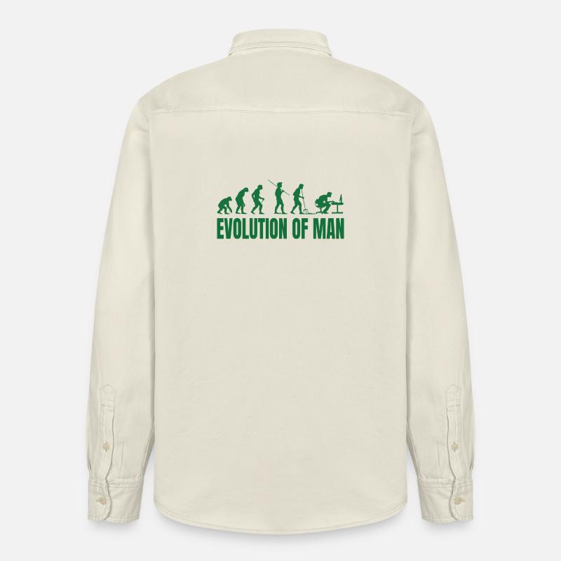 Evolution of Man Programmer IT - Relaxed Fit Unisex Organic Shirt by Stanley/Stella - soft Ecru
