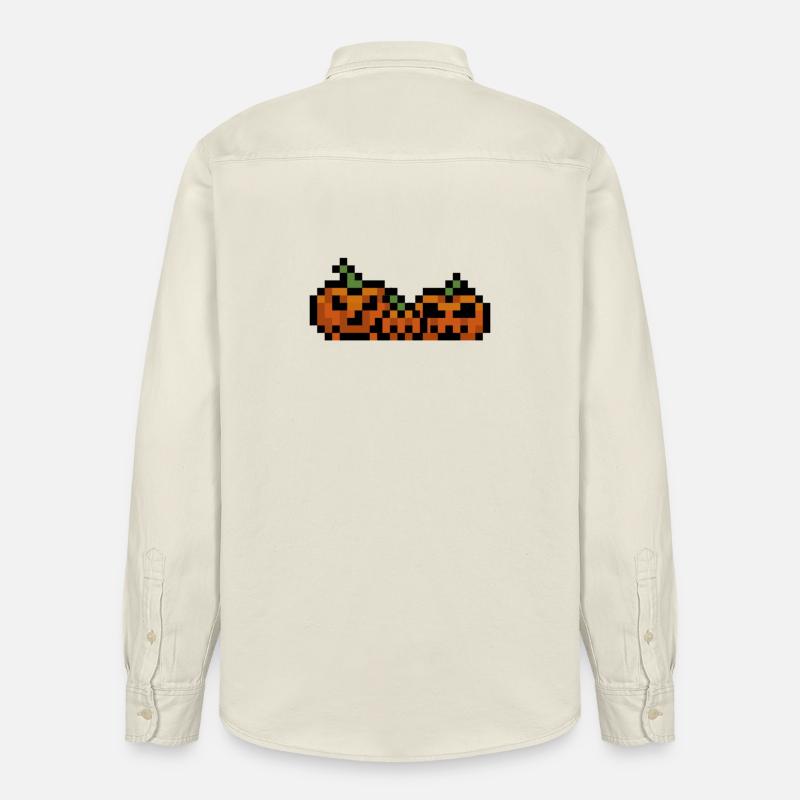 Pixel Kürbis Retro 8Bit Design - Relaxed Fit Unisex Organic Hemd von Stanley/Stella - Natur