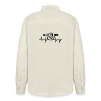 ready to ride fahrrad symbol Herzschlag icon Logo - Relaxed Fit Unisex Organic Hemd von Stanley/Stella - Natur - Hinten - AI Model Male 178 light (178cm)