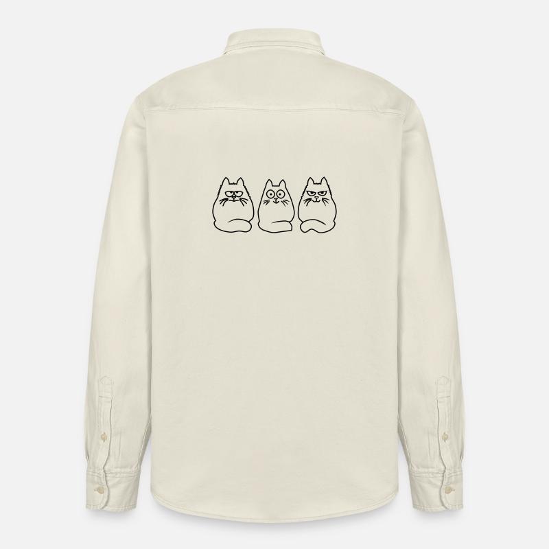 3 chats - Chemise unisexe coupe décontractée bio Stanley/Stella - écru doux