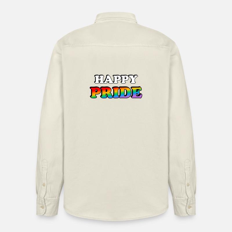 Pride Regenbogen Textdesign - Relaxed Fit Unisex Organic Hemd von Stanley/Stella - Natur