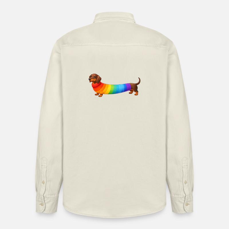 Dackel mit Regenbogen Pullover  - Relaxed Fit Unisex Organic Hemd von Stanley/Stella - Natur