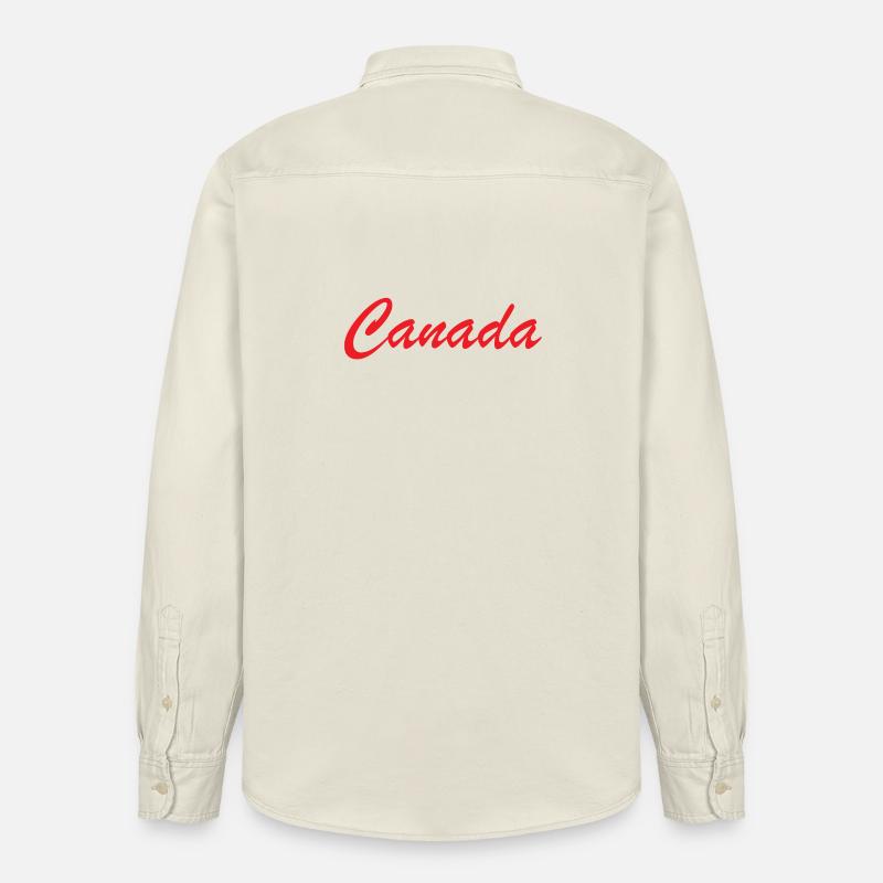 Lettrage Canada Script Rouge - Chemise unisexe coupe décontractée bio Stanley/Stella - écru doux
