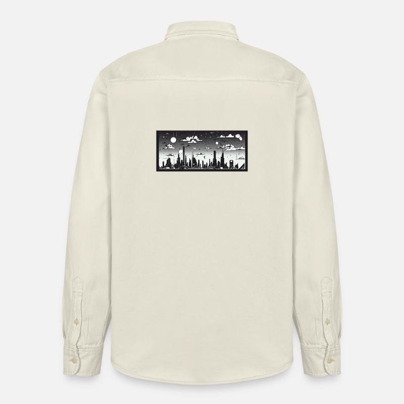 Manga Comic Future City Skyline - Relaxed Fit Unisex Organic Hemd von Stanley/Stella - Natur