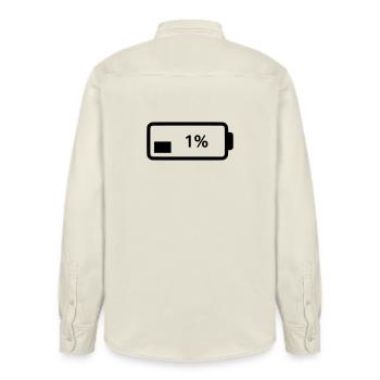 Niveau de charge du symbole de batterie 1 % - Chemise unisexe coupe décontractée bio Stanley/Stella - écru doux - Dos - AI Model Male 178 light (178cm)