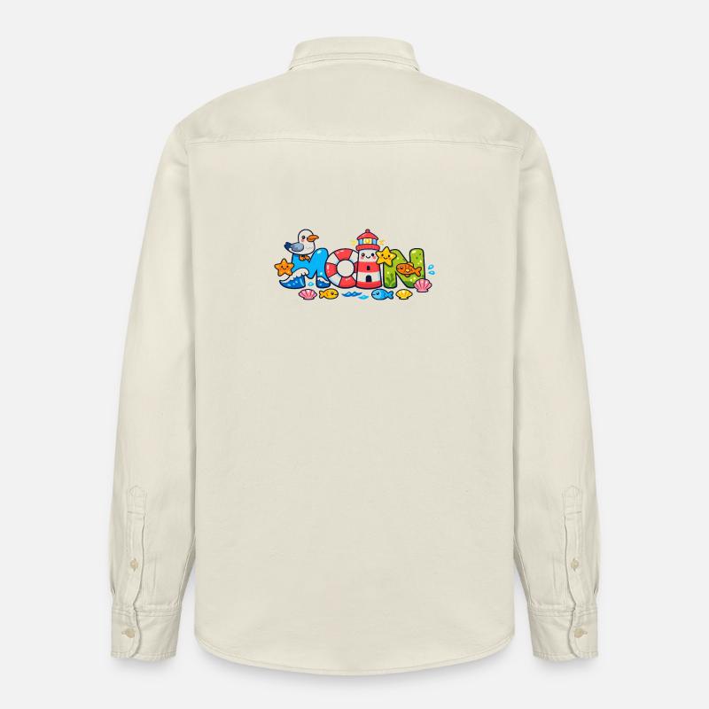 MOIN Möwe Leuchtturm Maritim Bunt - Relaxed Fit Unisex Organic Hemd von Stanley/Stella - Natur