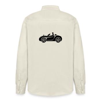 Convertible Car - Relaxed Fit Unisex Organic Shirt by Stanley/Stella - soft Ecru - Back - AI Model Male 178 light (178cm)