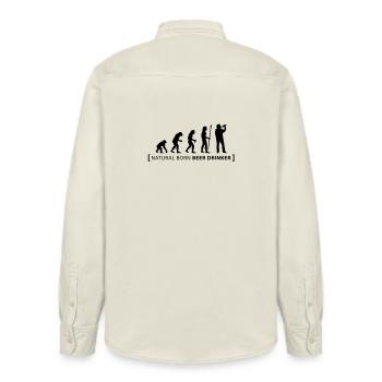 evolution_beer_drinker - Relaxed Fit Unisex Organic Hemd von Stanley/Stella - Natur - Hinten - AI Model Male 178 light (178cm)