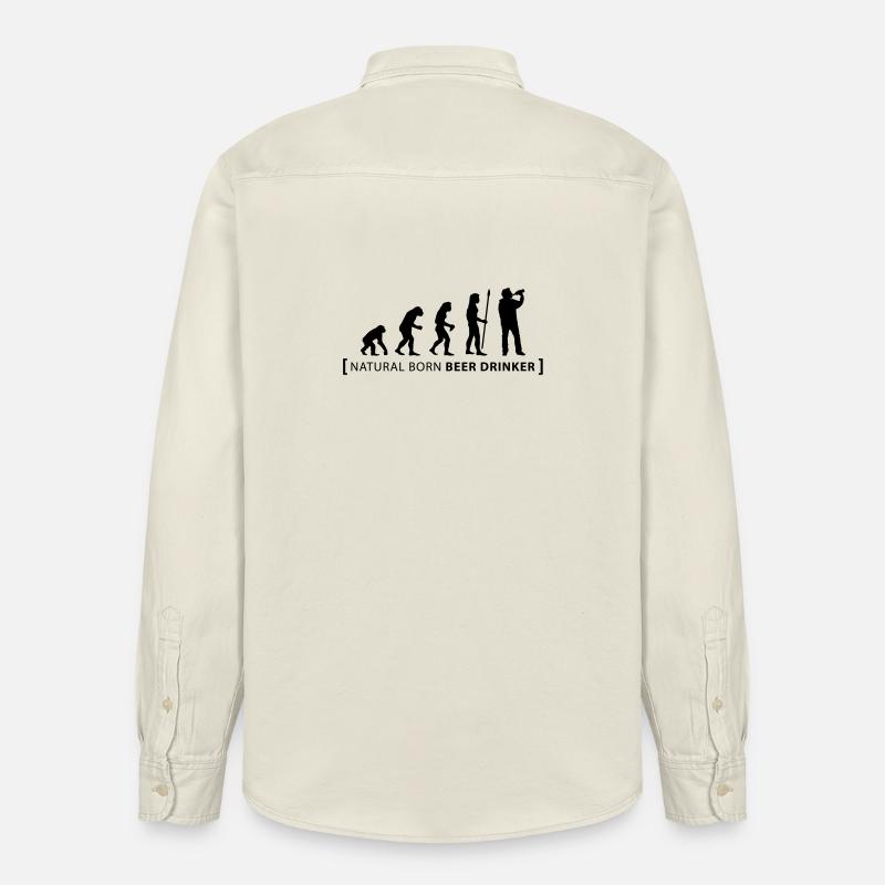 evolution_beer_drinker - Relaxed Fit Unisex Organic Shirt by Stanley/Stella - soft Ecru