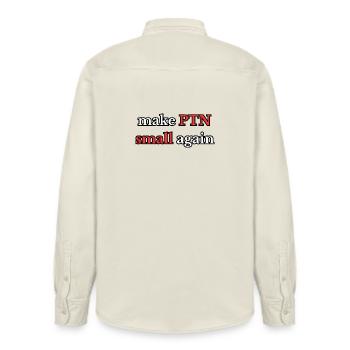 Make PTN small again - Relaxed Fit Unisex Organic Shirt by Stanley/Stella - soft Ecru - Back - AI Model Male 178 light (178cm)