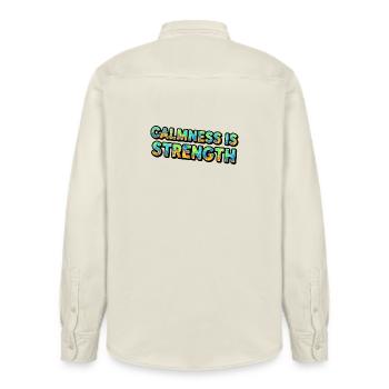 Calmness is Strength Tie-Dye - Relaxed Fit Unisex Organic Shirt by Stanley/Stella - soft Ecru - Back - AI Model Male 178 light (178cm)