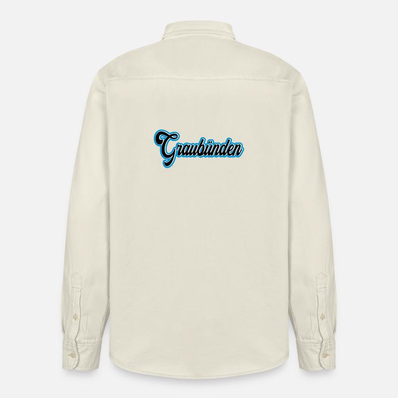 Graubünden Script mit Blau Outline - Relaxed Fit Unisex Organic Hemd von Stanley/Stella - Natur