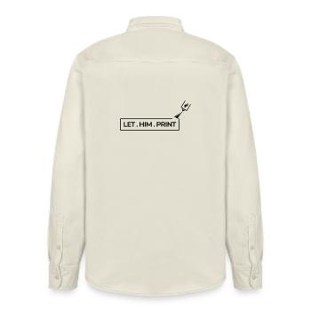 LET. HIM . PRINT - Relaxed Fit Unisex Organic Shirt by Stanley/Stella - soft Ecru - Back - AI Model Male 178 light (178cm)