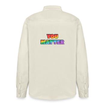 You Matter Regenbogen-Farbverlauf - Relaxed Fit Unisex Organic Hemd von Stanley/Stella - Natur - Hinten - AI Model Male 178 light (178cm)