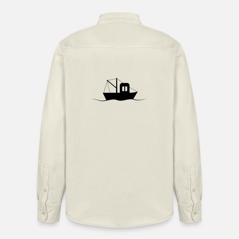 Fischkutter Silhouette, kleines Schiff - Relaxed Fit Unisex Organic Hemd von Stanley/Stella - Natur