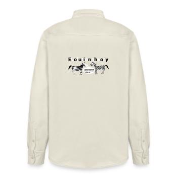Evolution theory zebras - Relaxed Fit Unisex Organic Shirt by Stanley/Stella - soft Ecru - Back - AI Model Male 178 light (178cm)
