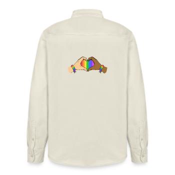 Stolz Herz Hände Einheit Regenbogen Liebe Unterstützt Kunst - Relaxed Fit Unisex Organic Hemd von Stanley/Stella - Natur - Hinten - AI Model Male 178 light (178cm)