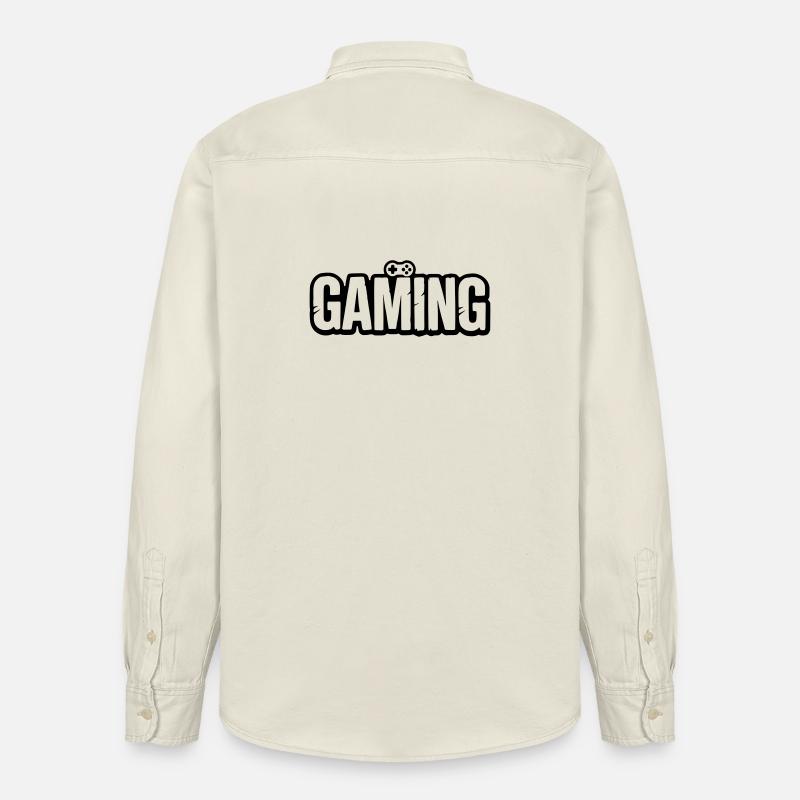 Gaming_Schrift_mit_Conroller - Chemise unisexe coupe décontractée bio Stanley/Stella - écru doux