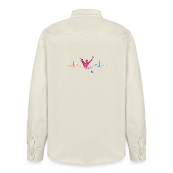 Boulderer Herzschlag Boulder Bouldern - Relaxed Fit Unisex Organic Hemd von Stanley/Stella - Natur - Hinten - AI Model Male 178 light (178cm)
