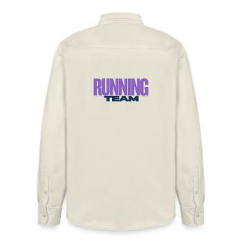Running Team - Relaxed Fit Unisex Organic Shirt by Stanley/Stella - soft Ecru - Back - AI Model Male 178 light (178cm)