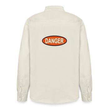 Danger - Relaxed Fit Unisex Organic Shirt by Stanley/Stella - soft Ecru - Back - AI Model Male 178 light (178cm)