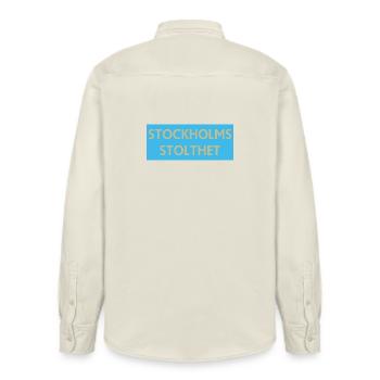 Stockholm Pride - Relaxed Fit Unisex Organic Shirt by Stanley/Stella - soft Ecru - Back - AI Model Male 178 light (178cm)