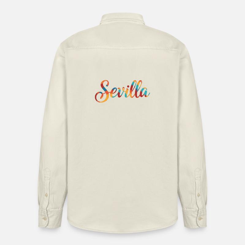 Sevilla Regenbogen Script - Relaxed Fit Unisex Organic Hemd von Stanley/Stella - Natur