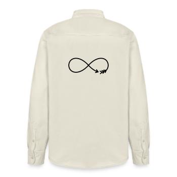 Infinity Sign Arrow Gift Love - Relaxed Fit Unisex Organic Shirt by Stanley/Stella - soft Ecru - Back - AI Model Male 178 light (178cm)