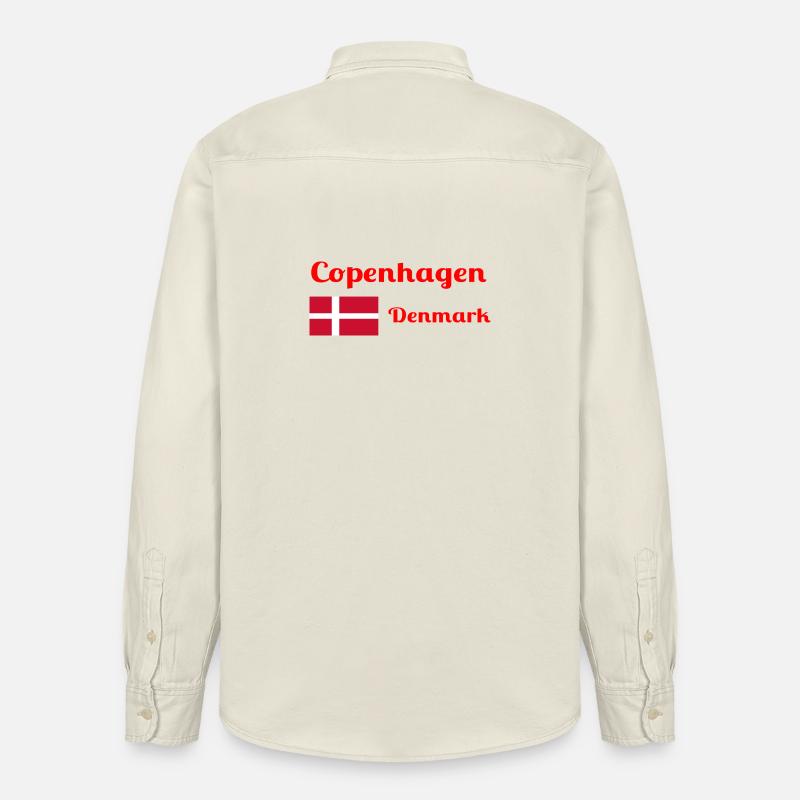 Copenhague, Danemark - Imprimés élégants - Chemise unisexe coupe décontractée bio Stanley/Stella - écru doux