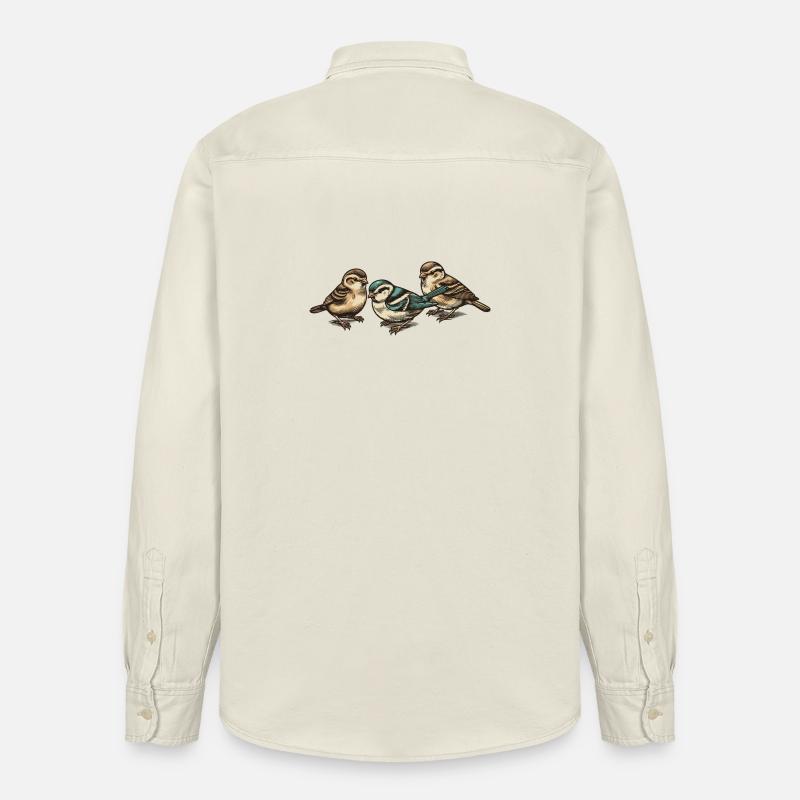 Trois petits oiseaux - Chemise unisexe coupe décontractée bio Stanley/Stella - écru doux