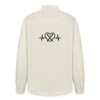 Skiing Heart Snow Mountain Sports Passion - Relaxed Fit Unisex Organic Shirt by Stanley/Stella - soft Ecru - Back - AI Model Male 178 light (178cm)
