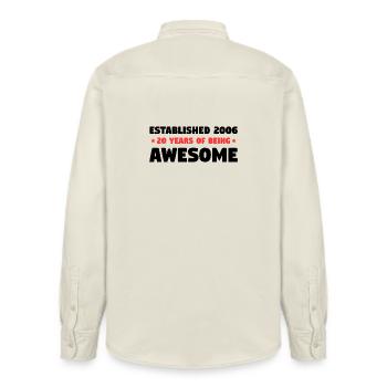 Established 2006 20 Years Awesome Birthday - Relaxed Fit Unisex Organic Shirt by Stanley/Stella - soft Ecru - Back - AI Model Male 178 light (178cm)