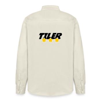 Tiler – pro tile laying precision trade - Relaxed Fit Unisex Organic Shirt by Stanley/Stella - soft Ecru - Back - AI Model Male 178 light (178cm)