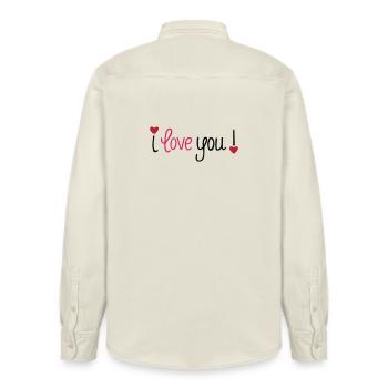 Valentinstag I Love You Hearts - Relaxed Fit Unisex Organic Hemd von Stanley/Stella - Natur - Hinten - AI Model Male 178 light (178cm)