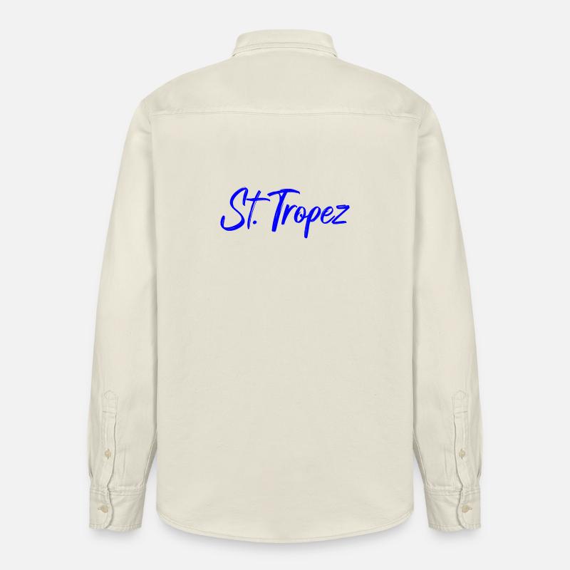 St Tropez Küstenflair Blau Script - Relaxed Fit Unisex Organic Hemd von Stanley/Stella - Natur
