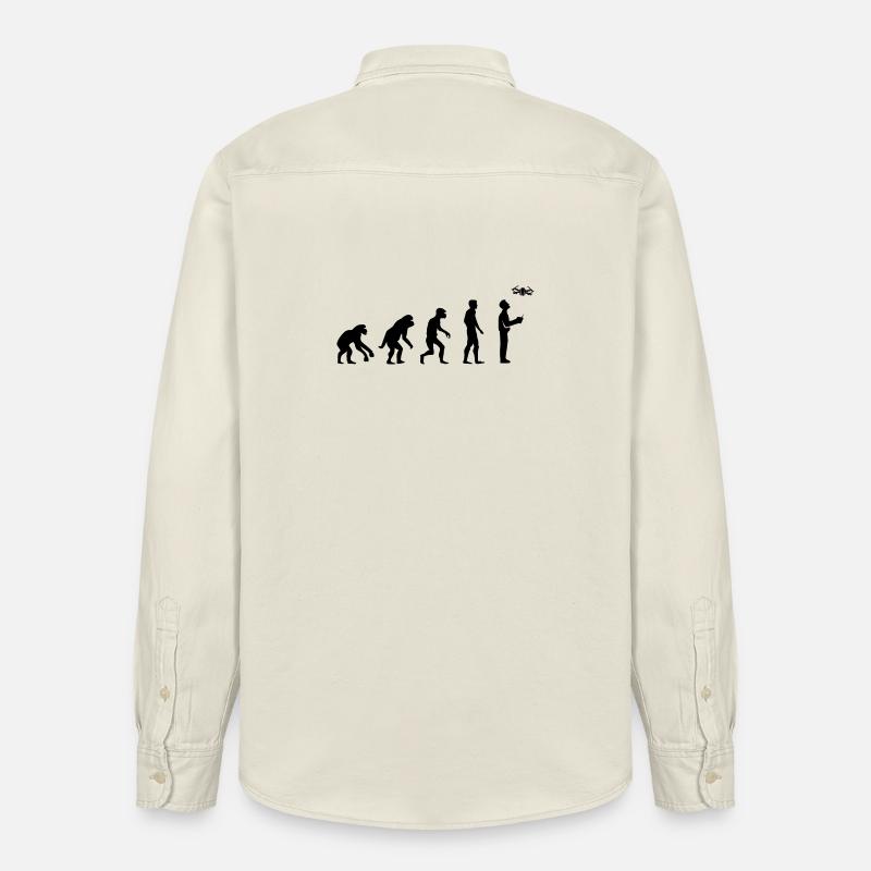 Drohnen Pilot Evolution Entwicklung lustig Design - Relaxed Fit Unisex Organic Hemd von Stanley/Stella - Natur