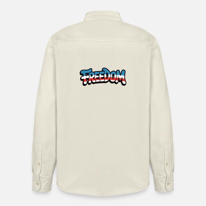Freedom Typografie Statement Design - Relaxed Fit Unisex Organic Hemd von Stanley/Stella - Natur