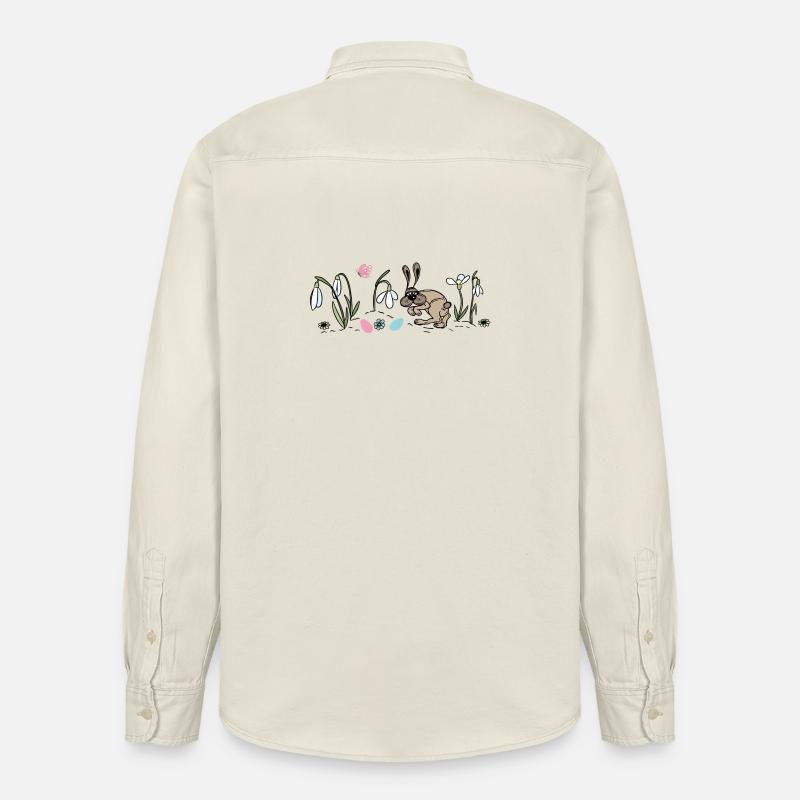 Le lapin de Pâques au printemps - Chemise unisexe coupe décontractée bio Stanley/Stella - écru doux