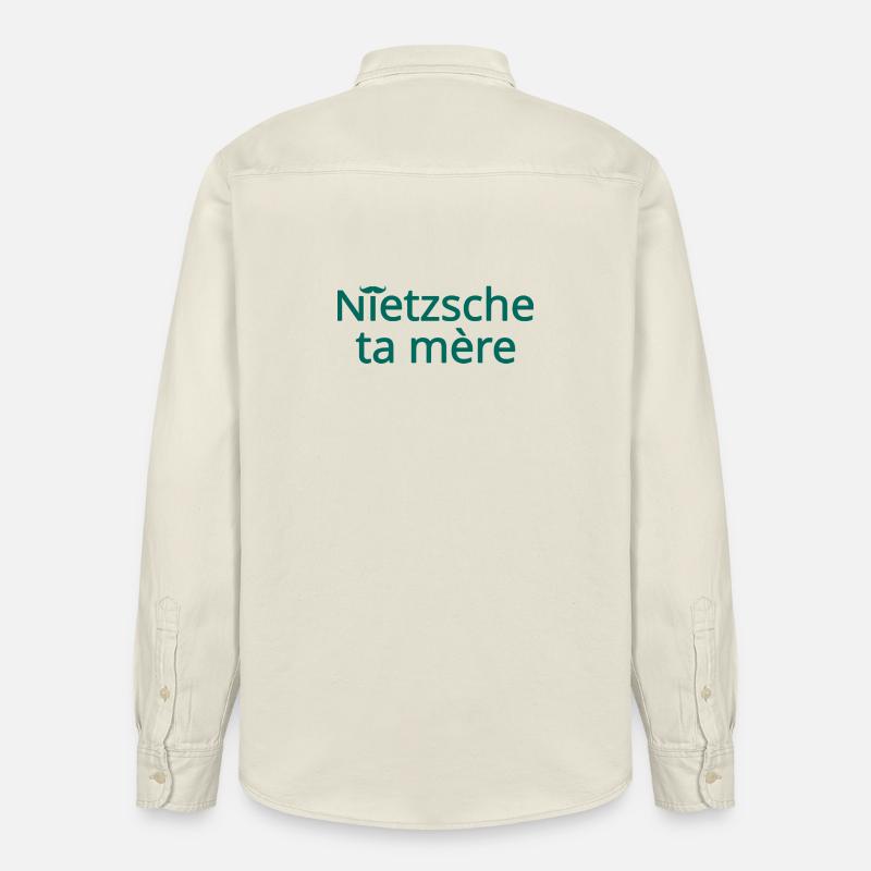 Nietzsche ta mère Vert - Chemise unisexe coupe décontractée bio Stanley/Stella - écru doux