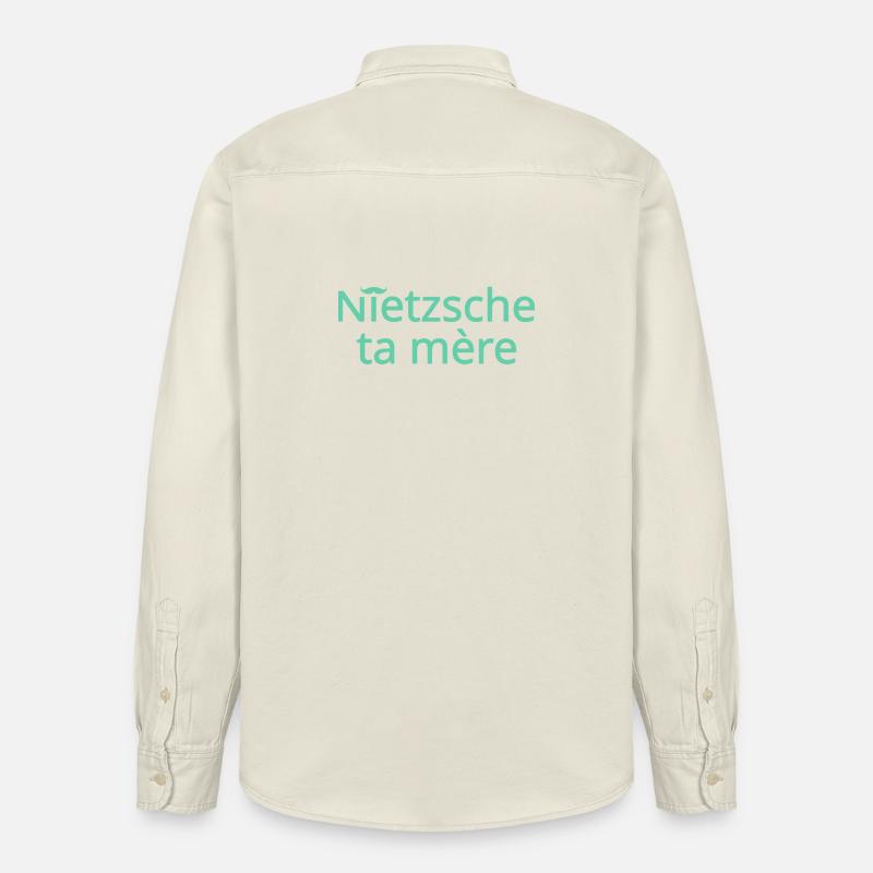 Nietzsche ta mère Vert Clair - Chemise unisexe coupe décontractée bio Stanley/Stella - écru doux