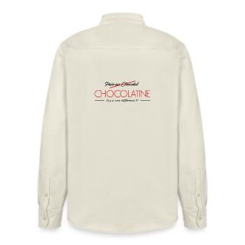 VS Chocolatine Chocolate Bread - Relaxed Fit Unisex Organic Shirt by Stanley/Stella - soft Ecru - Back - AI Model Male 178 light (178cm)