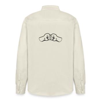 2 Bro Fist clenched fists friends team greeting - Relaxed Fit Unisex Organic Shirt by Stanley/Stella - soft Ecru - Back - AI Model Male 178 light (178cm)