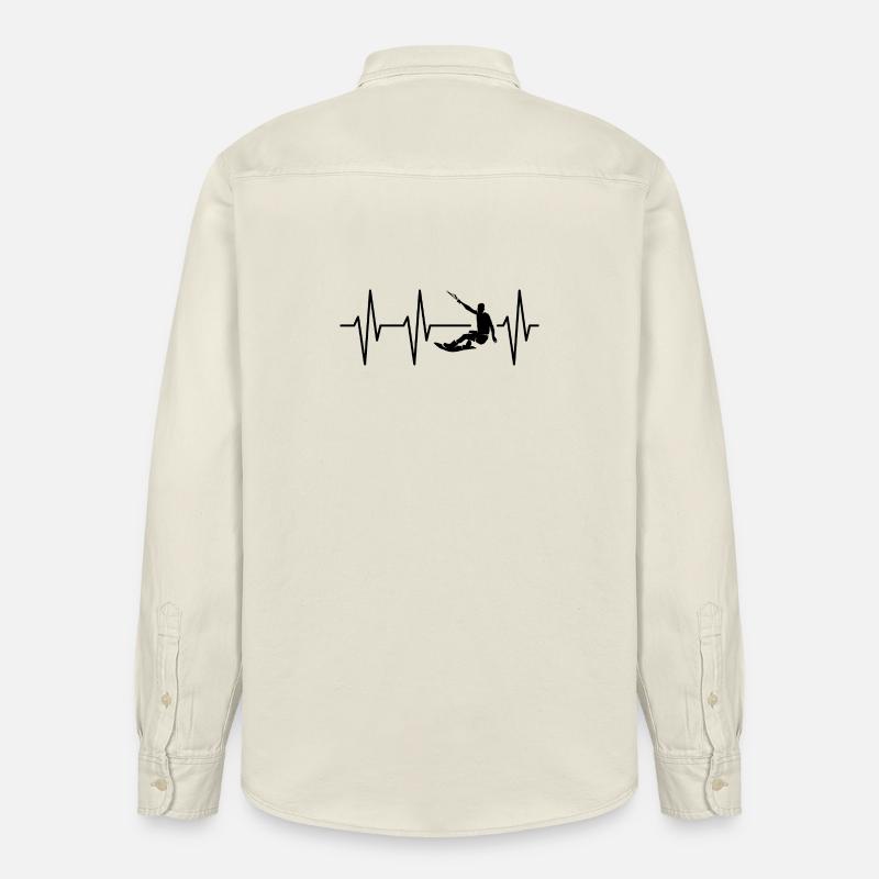 Wakeboarder Kitesurfeur Heartbeat Pulse Icon - Chemise unisexe coupe décontractée bio Stanley/Stella - écru doux
