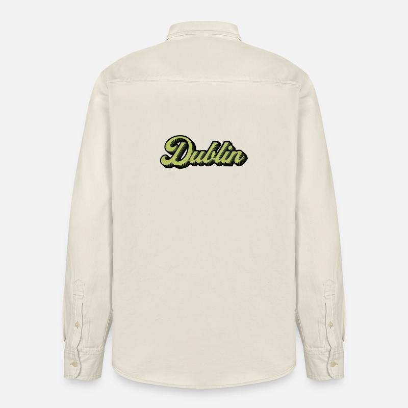Dublin Retro Script in Lime - Relaxed Fit Unisex Organic Hemd von Stanley/Stella - Natur