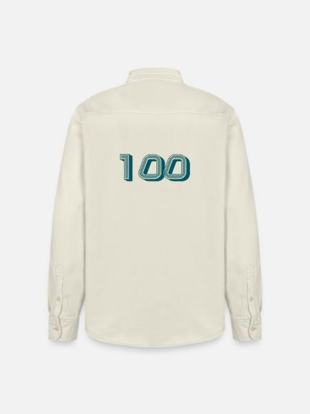 100. 100 ÅR. 100 års jubilæum. FØDSELSDAG 100 - Stanley/Stella unisex skjorte afslappet pasform økologisk - blød ecru
