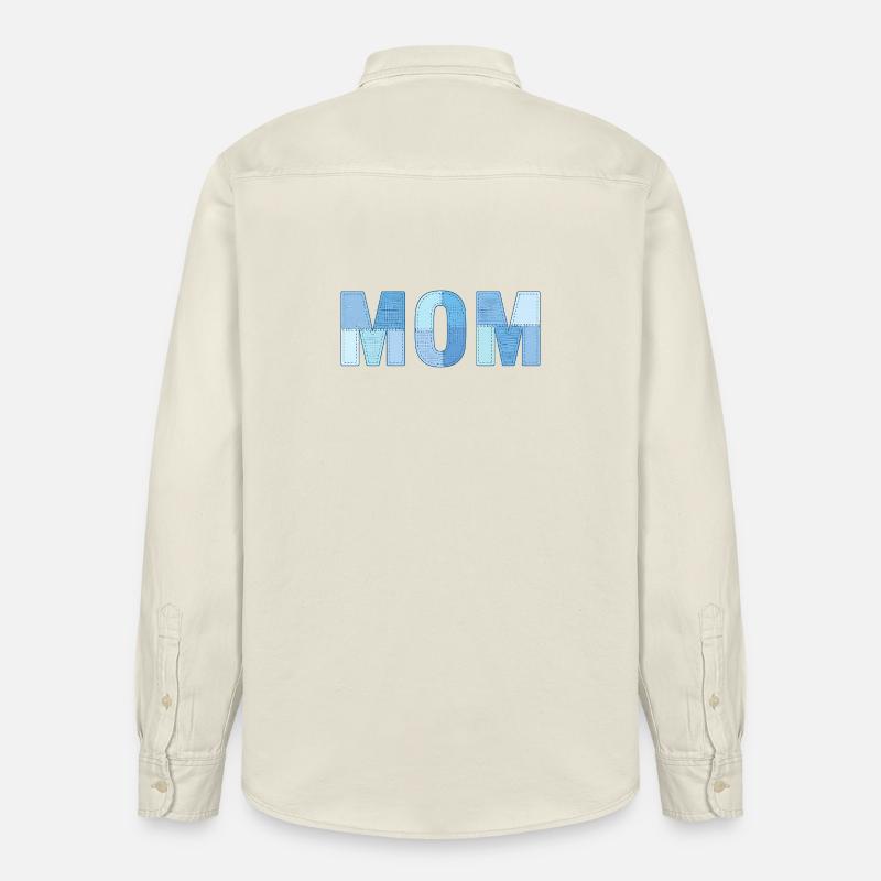 MOM Patchwork Denim Stil - Relaxed Fit Unisex Organic Hemd von Stanley/Stella - Natur