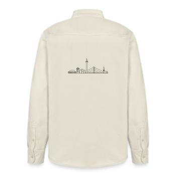 Dusseldorf Skyline Rhine Tower City Shirt Gift - Relaxed Fit Unisex Organic Shirt by Stanley/Stella - soft Ecru - Back - AI Model Male 178 light (178cm)